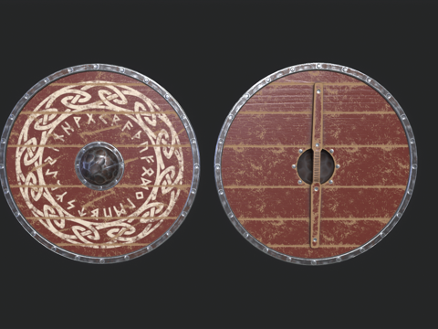  圆盾 盾牌 防具 维京盾牌 木盾 游戏装备 次世代 游戏道具3d模型 