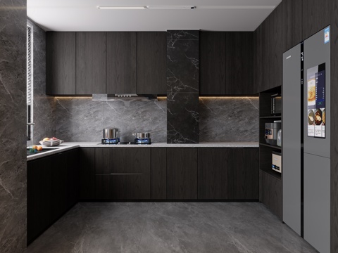  意式轻奢厨房3d模型 