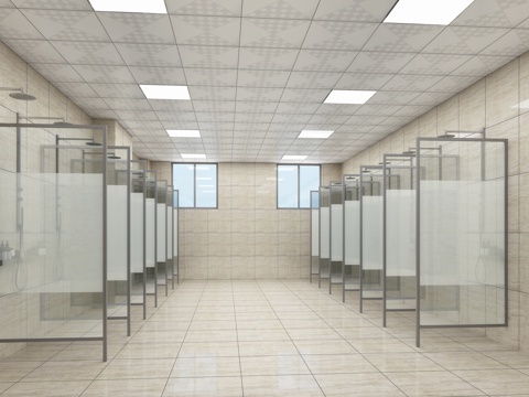  公共淋浴间3d模型 