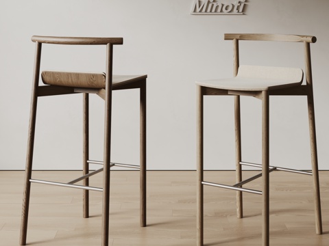  Minotti现代吧椅 实木吧椅 咖啡椅3d模型 