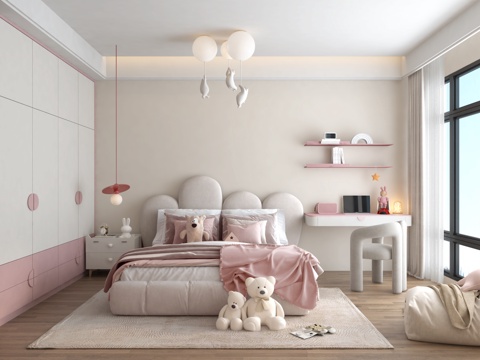 卧室 衣柜 儿童房 女孩房su模型