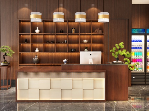  餐厅前台   茶馆前台  新中式前台  餐厅收银台  办公室3d模型3d模型 