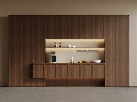  中古风酒柜 餐边柜su模型 