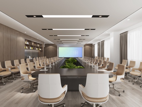  现代会议室 会议桌椅3D模型3d模型 