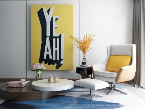  新中式沙发茶几组合3d模型 