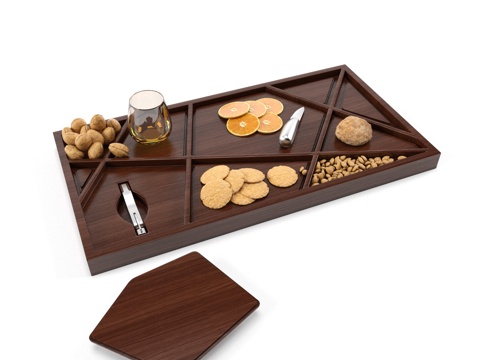  带零食坚果的托盘3d模型 