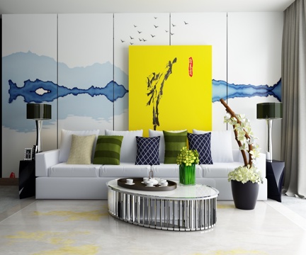  现代沙发茶几组合3d模型 