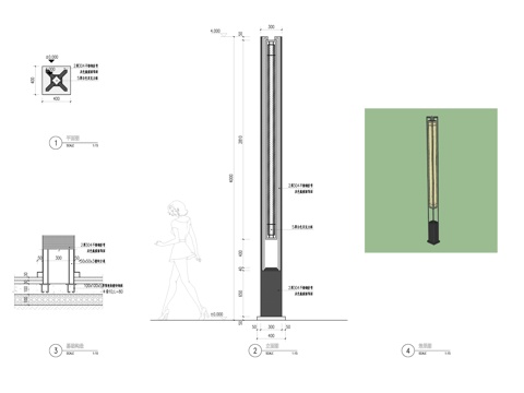  庭院灯cad施工图 