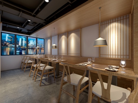  工业风火锅店3d模型 