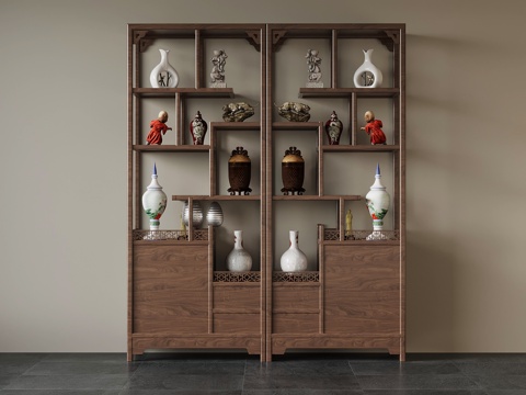 新中式博古架su模型