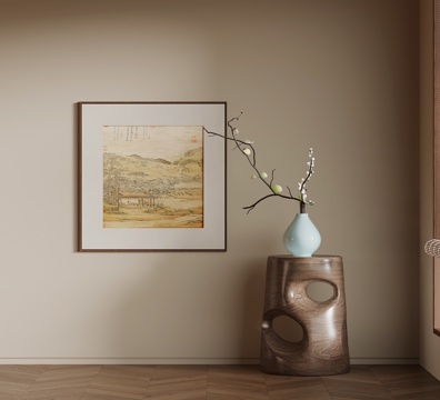  新中式花瓶 枯枝摆件3d模型 