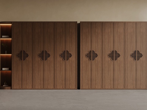 新中式衣柜 宋式风衣柜su模型