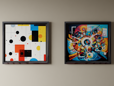  中古，装饰画，边框3d模型 