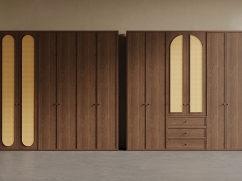  中古风衣柜su模型 