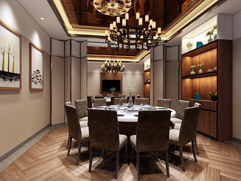  新中式餐厅 新中式火锅店3d模型 