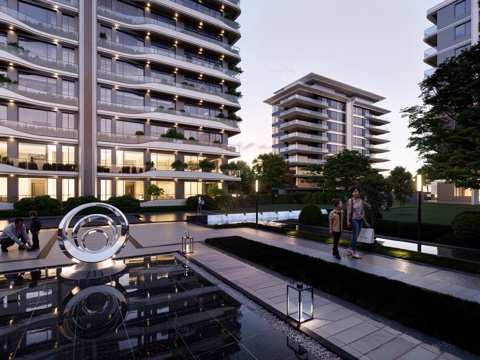 现代住宅小区su模型