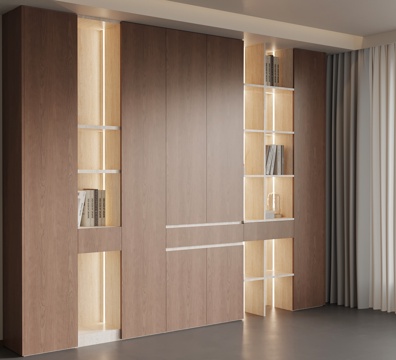  现代中古风书柜3d模型 