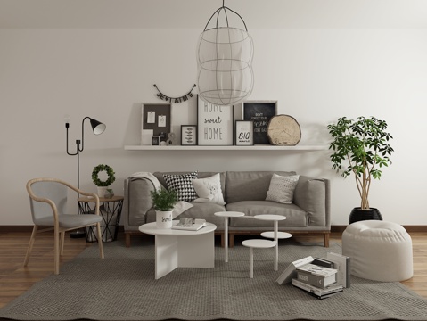  现代沙发 茶几 单椅 摆件3d模型 