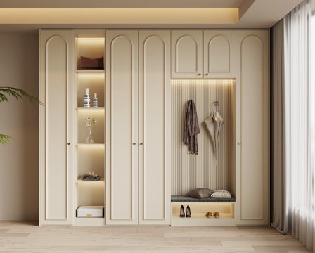  法式奶油风鞋柜 入户鞋柜3d模型 