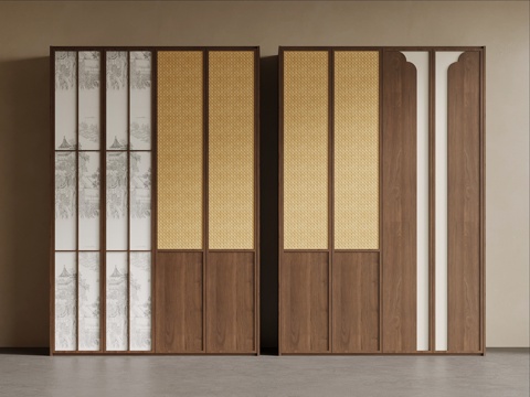 新中式衣柜 宋式风衣柜su模型