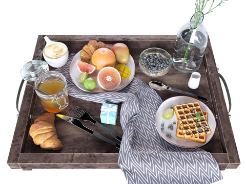  托盘尼早餐3d模型 