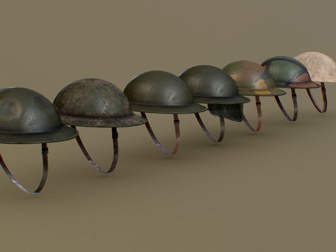  一战头盔 一战钢盔 迷彩头盔 军用头盔 士兵头盔 帽子3d模型 