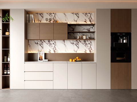  意式现代酒柜 定制满墙酒柜3d模型 