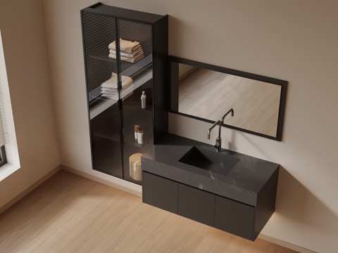 现代浴室柜su模型