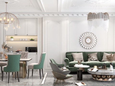  简欧客餐厅3d模型 