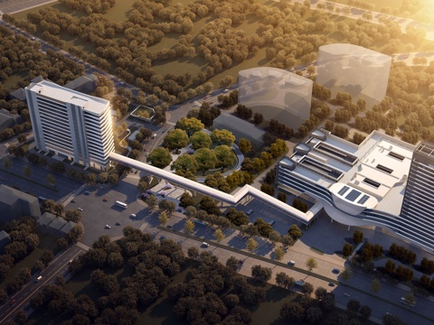  现代 医院 卫生院 鸟瞰3D模型3d模型 