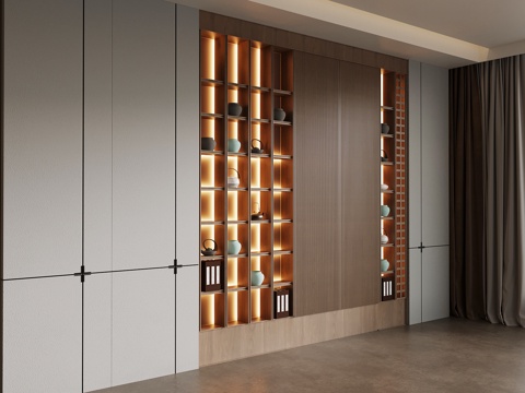  新中式茶柜3d模型 