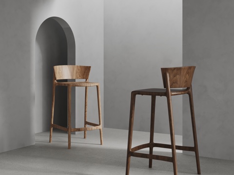 现代吧椅 实木吧椅su模型