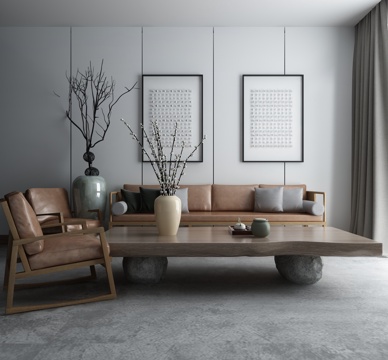  新中式沙发茶几组合 沙发 茶几3d模型 