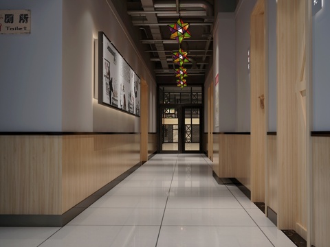  工业风火锅店3d模型 