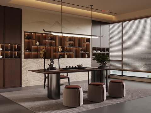  新中式茶室3d模型 