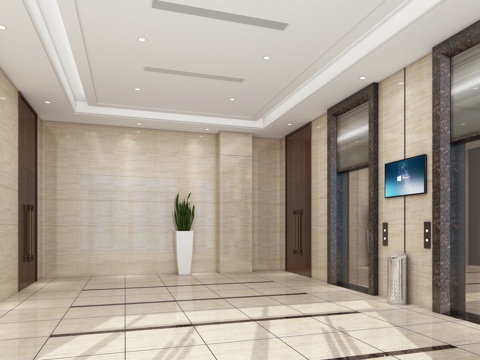  电梯厅3d模型 