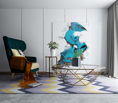  现代沙发茶几组合3d模型 