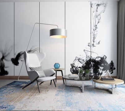  新中式沙发茶几组合3d模型 