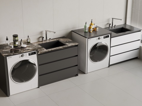  现代洗衣机柜3d模型 