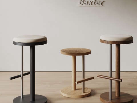  Baxter侘寂风凳子 实木凳子 吧凳3d模型 