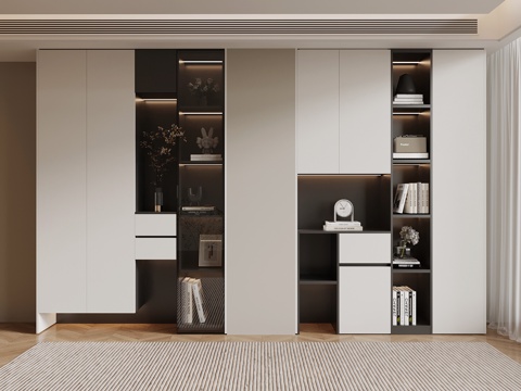  现代阳台柜 书柜 置物柜su模型 