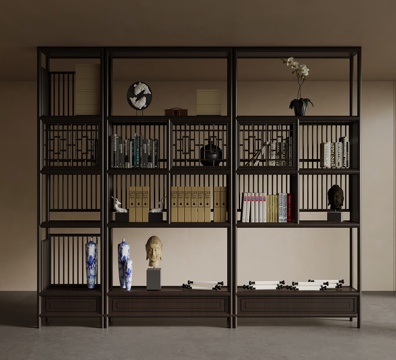  新中式博古架 置物架3d模型 