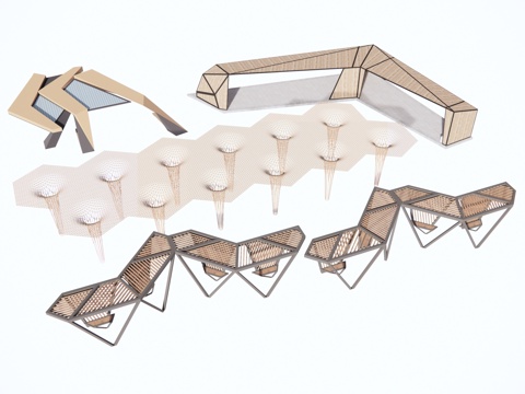  景观构架 景观廊道 小品su模型 