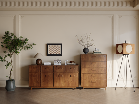  中古，法式，盆栽，绿植，置物架，书架，装饰画边柜，书柜，陈设3d模型 