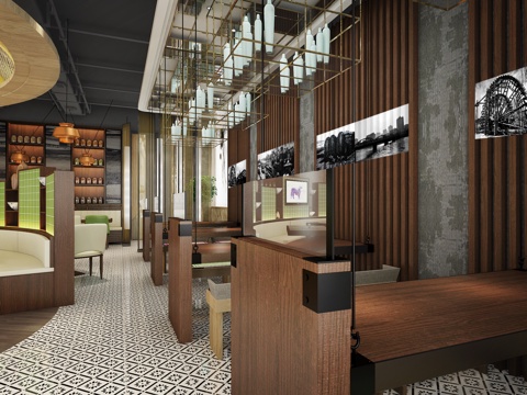  工业风卡座 餐桌 餐厅3d模型 