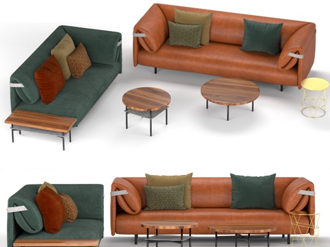  现代沙发茶几组合3d模型 
