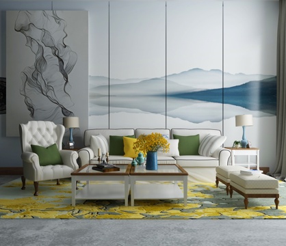  新中式沙发茶几组合3d模型 