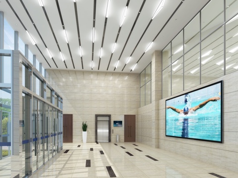  游泳馆门厅3d模型 