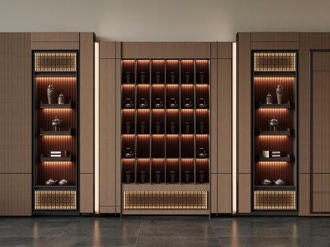 新中式茶柜su模型