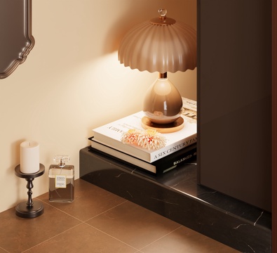  奶油风台灯3d模型 